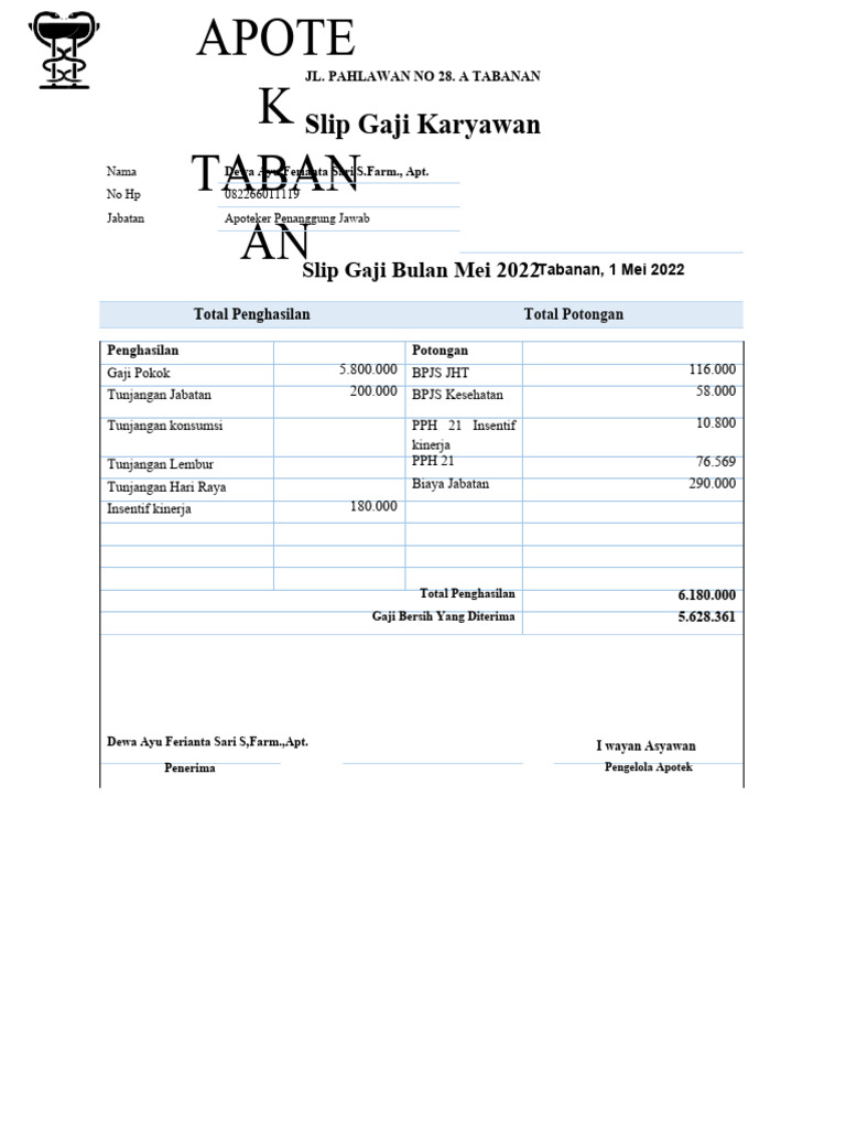 Contoh Slip Gaji PDF