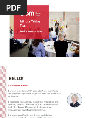 Minute Taking Tips - Karen Maher