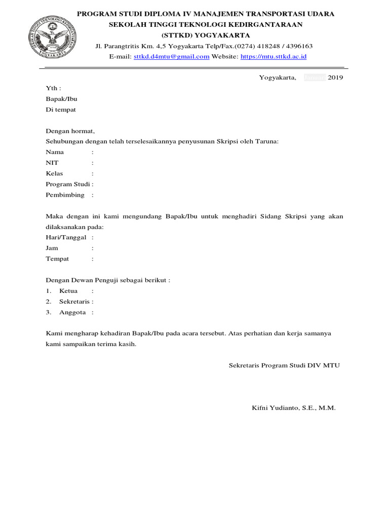 4 Undangan Sidang Skripsi | PDF