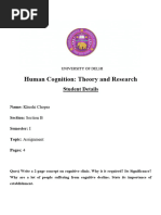 Human Cognition: Theory and Research: Student Details