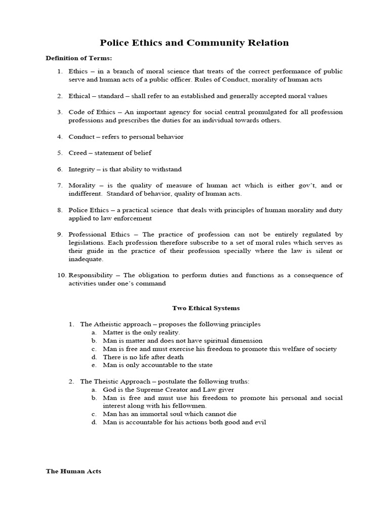 Code Of Ethics Police