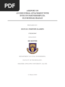 SIWES Report Example For Civil Engineering Student