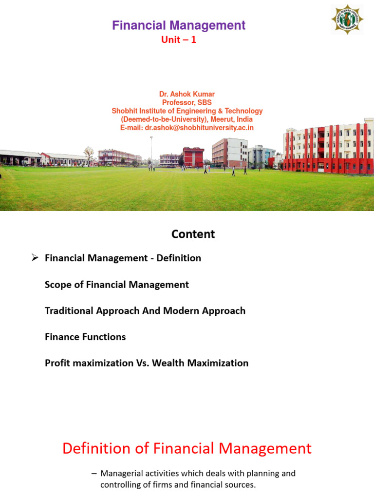 Financial Management Unit 1 Dr Ashok Kumar | PDF | Bonds (Finance ...