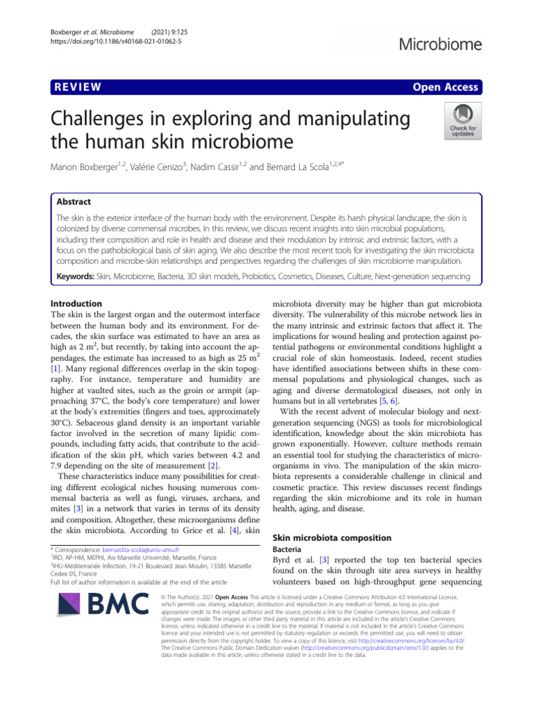Challenges in Exploring and Manipulating The Human Skin Microbiome 2021 ...