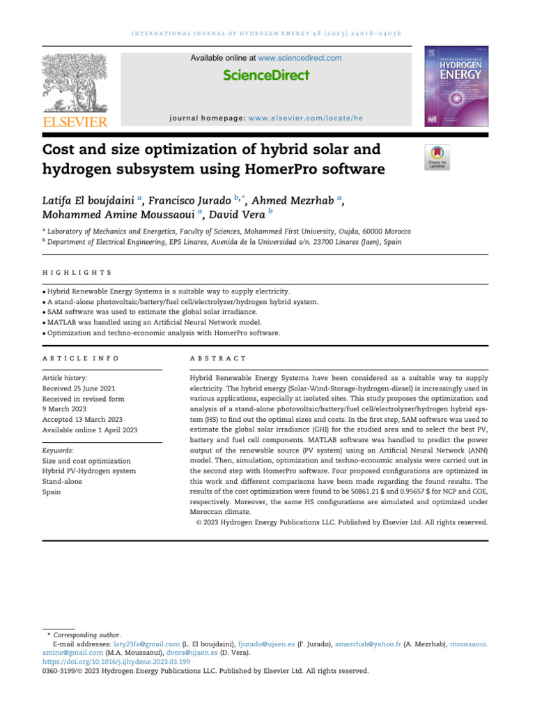 Cost and Size Optimisation of Hybrid Solar | PDF
