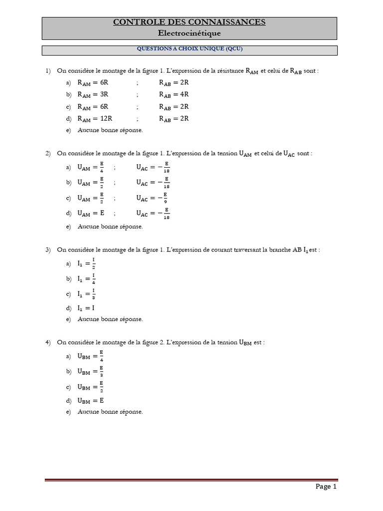 Questions A Choix Unique | PDF