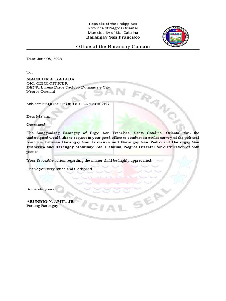 Letter For Boundary Survey PDF