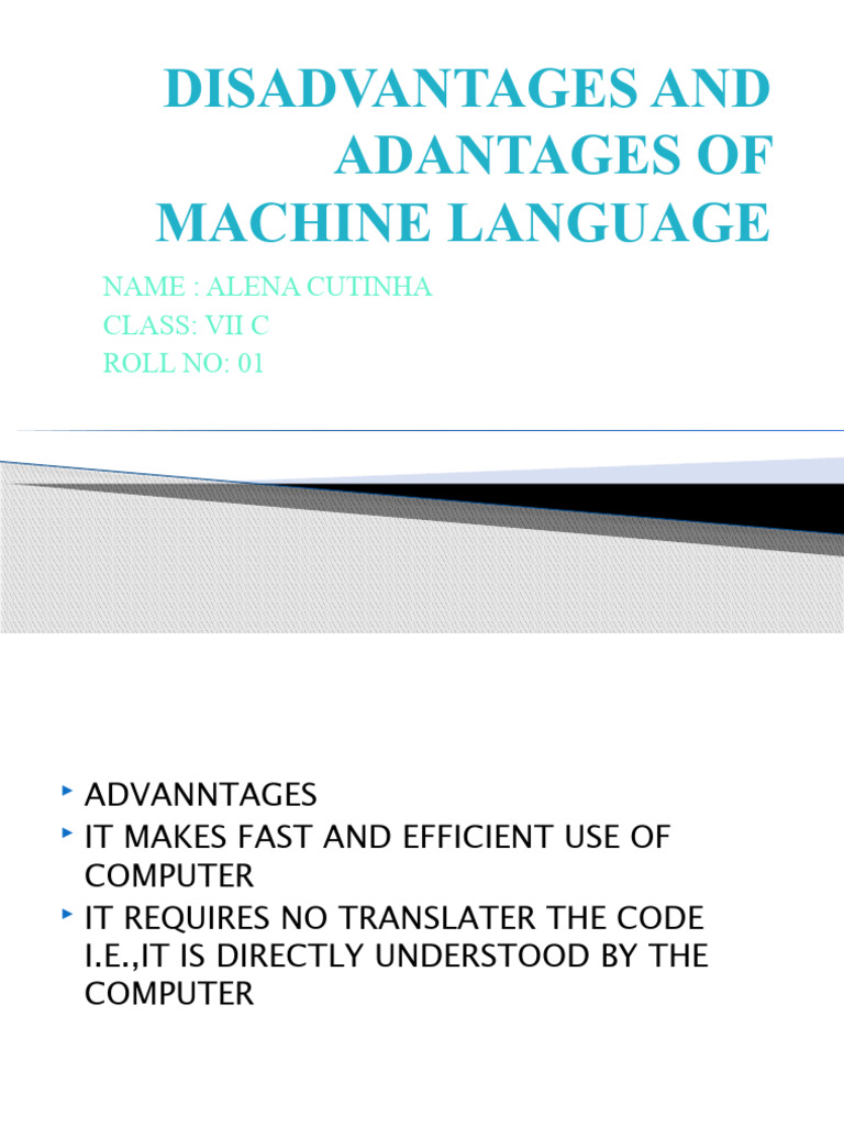 Disadvantages and Adantages of Machine Language PDF