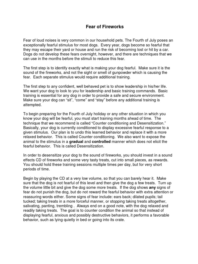 Fear of Fireworks PDF Classical Conditioning Psychological Concepts