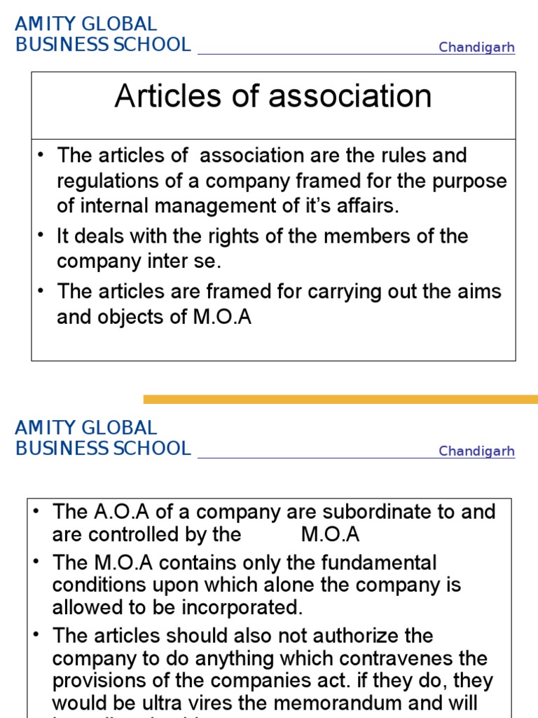 Amity Global Business School AOA Overview | PDF | Articles Of ...
