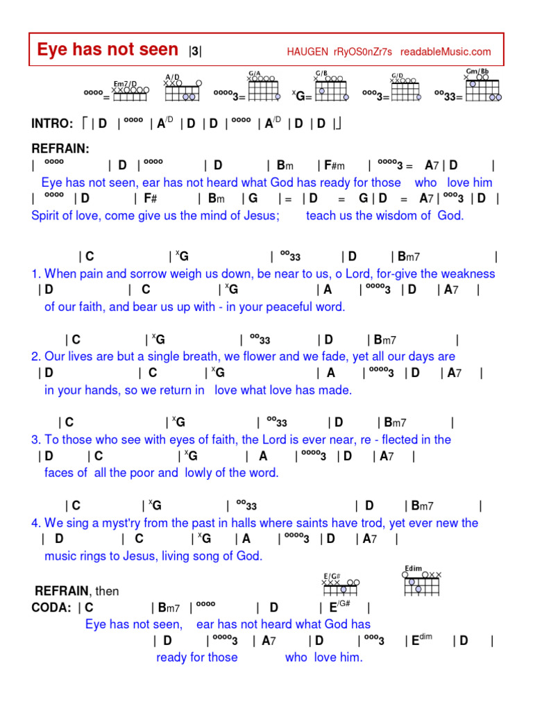 Eye Has Not Seen Hymn Lyrics | PDF