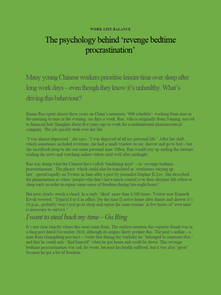 Revenge Bedtime Procrastination Pdf