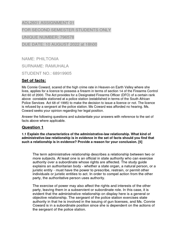 Adl2601 Assignment 01 | PDF | Politics | Social Science