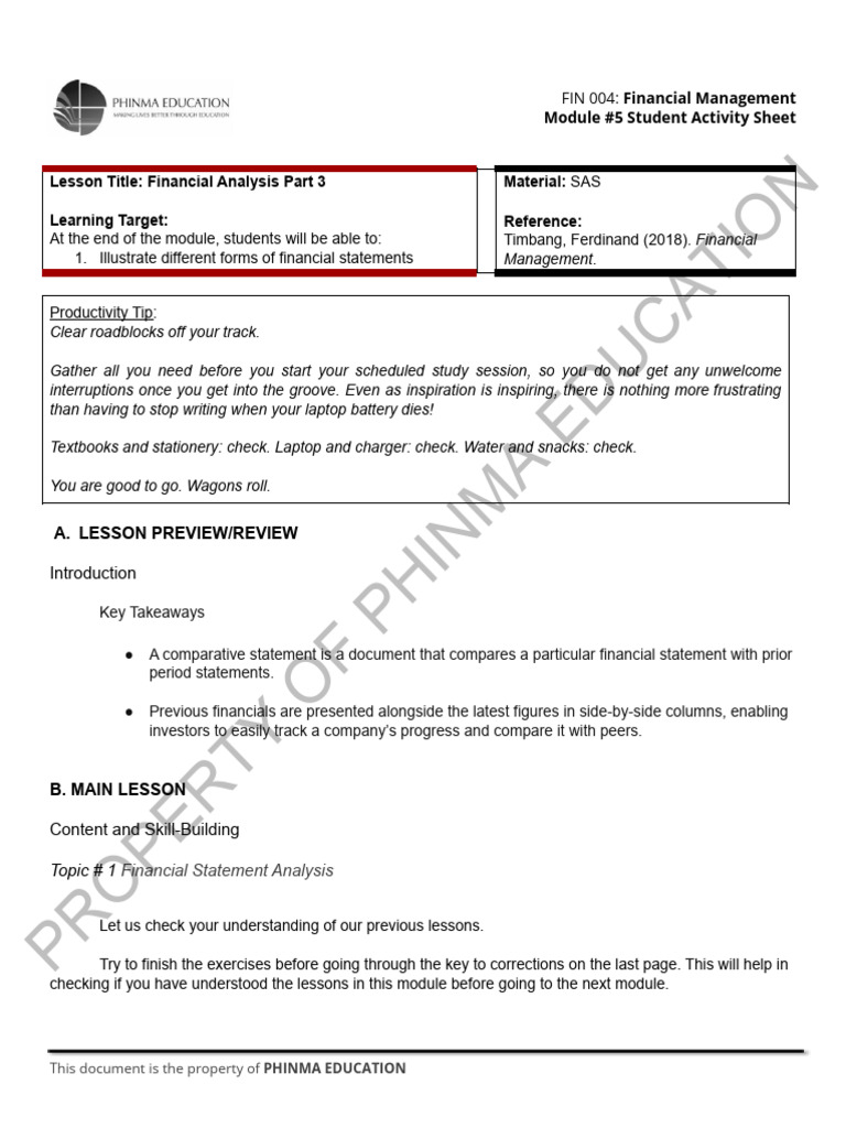 FIN 004 Module #5 SAS | PDF