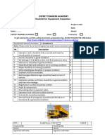 Eta Checklist For Equipment Inspection