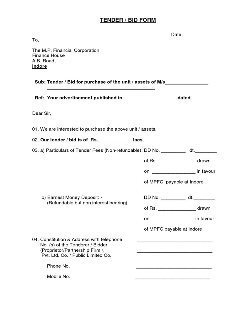 Tender | PDF