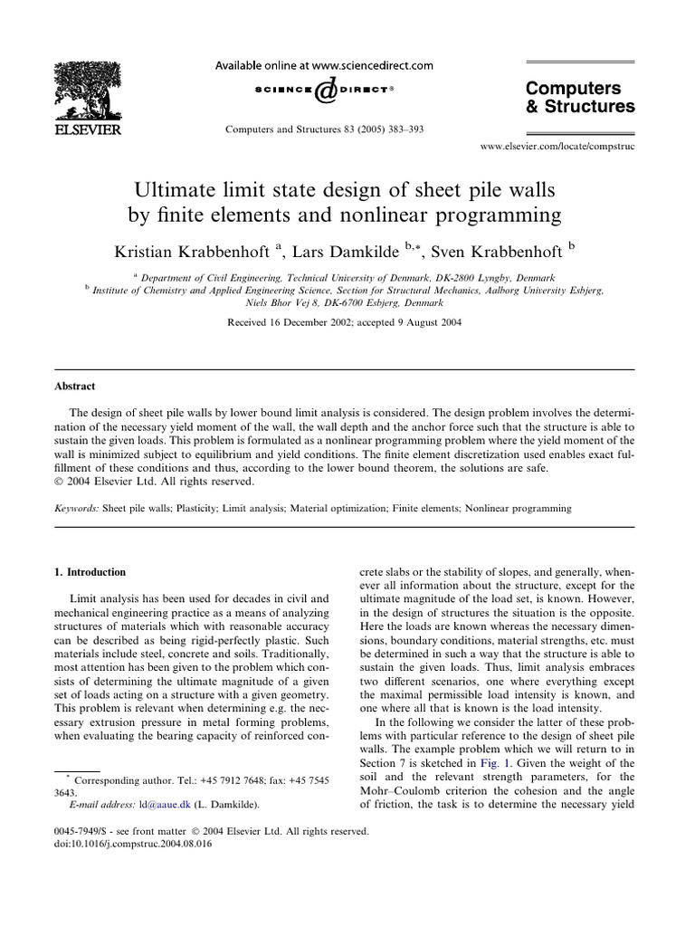 Ultimate limit state design of sheet pile walls by finite elements and