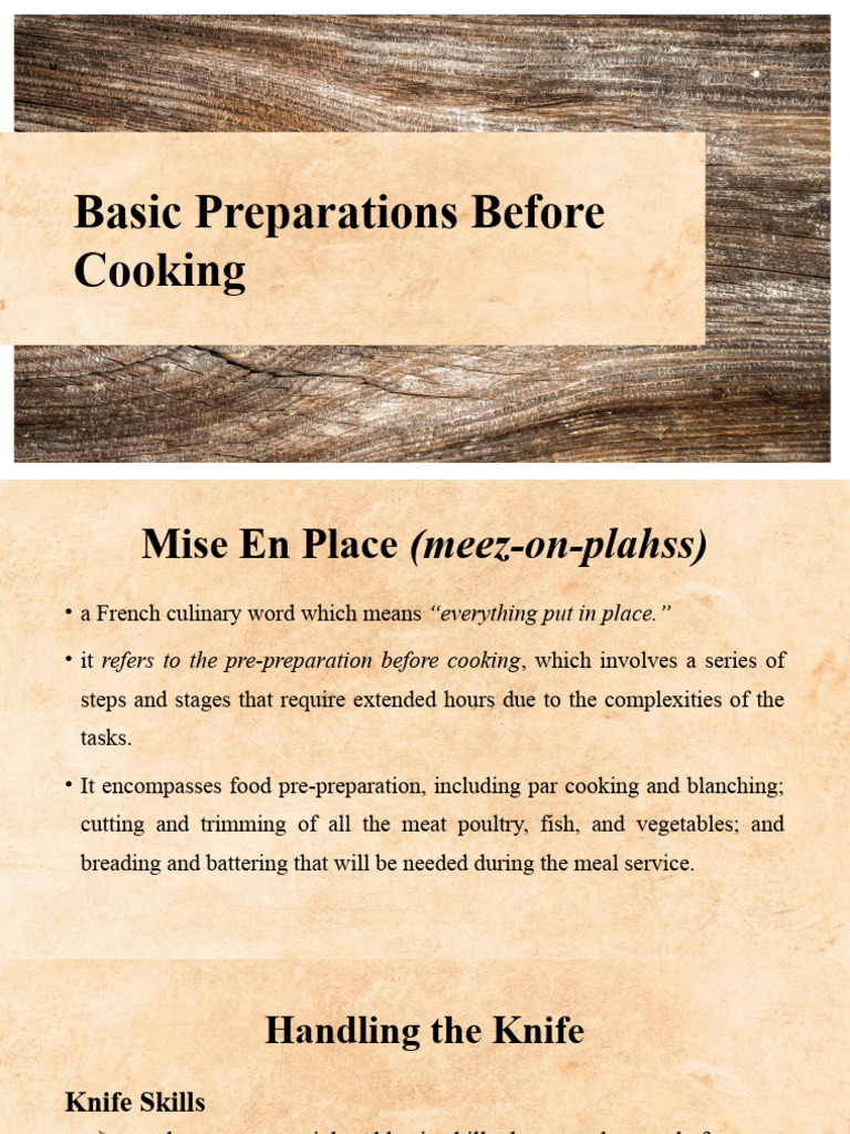 Basic Preparations Before Cooking | PDF