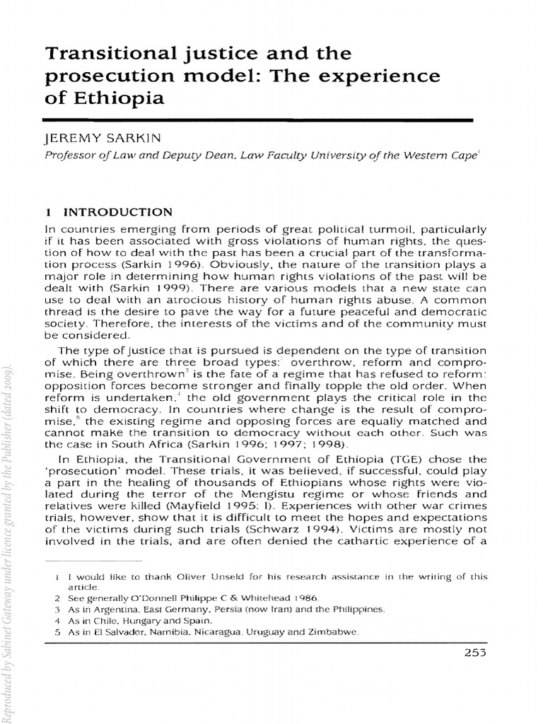 Transitional Justice and The Prosecution Model - The Experience of ...
