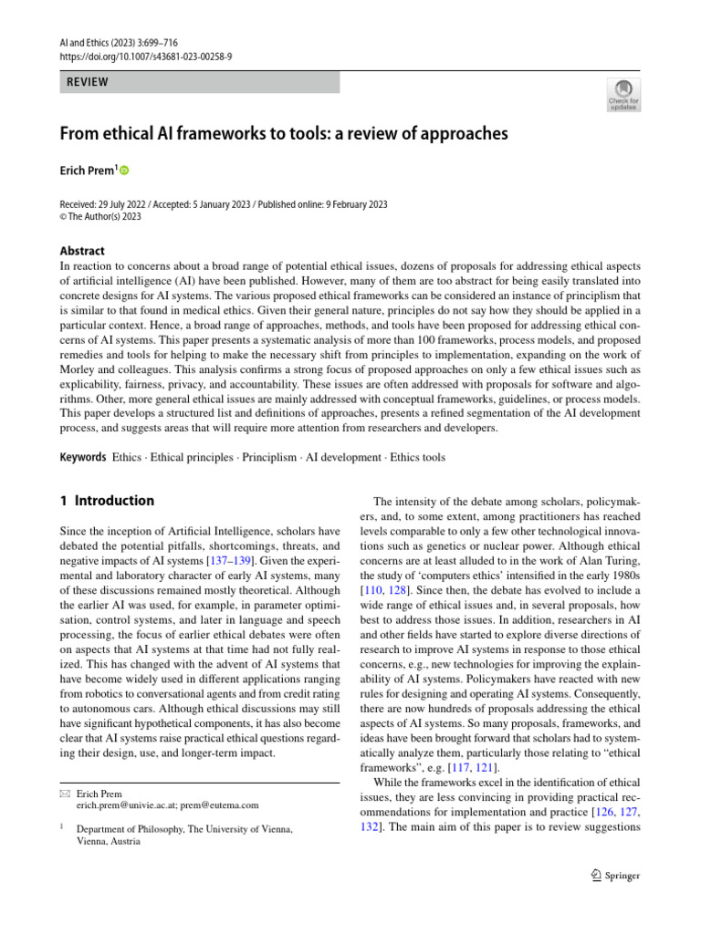 From Ethical AI Frameworks To Tools: A Review of Approaches | PDF ...