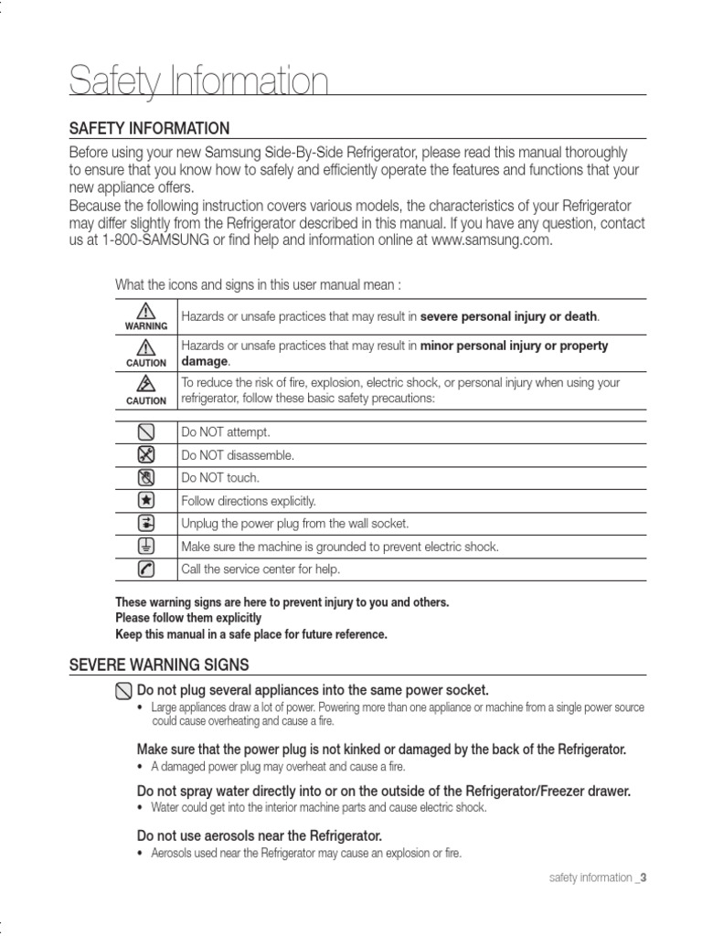 SAMSUNG RSG257AARS Refrigerator User Manual 3 Download Free PDF