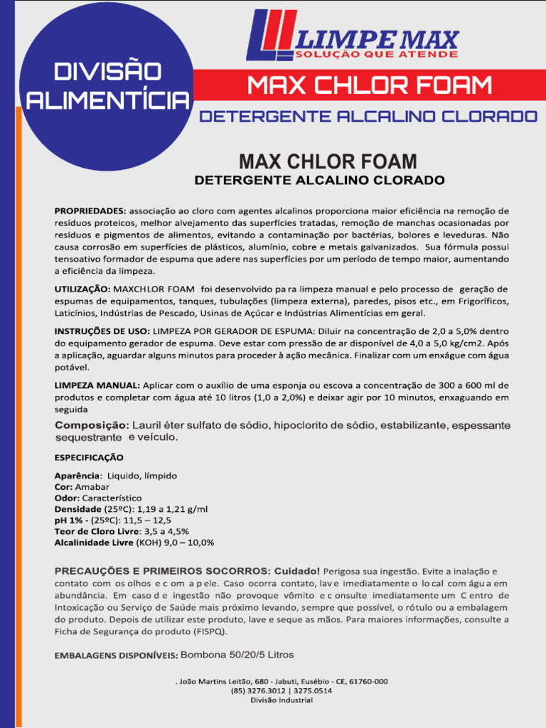 Ficha Tecnica Max Chlor Foam PDF