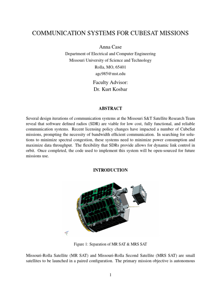 Communication Systems For Cubesat Missions | PDF | Computers ...