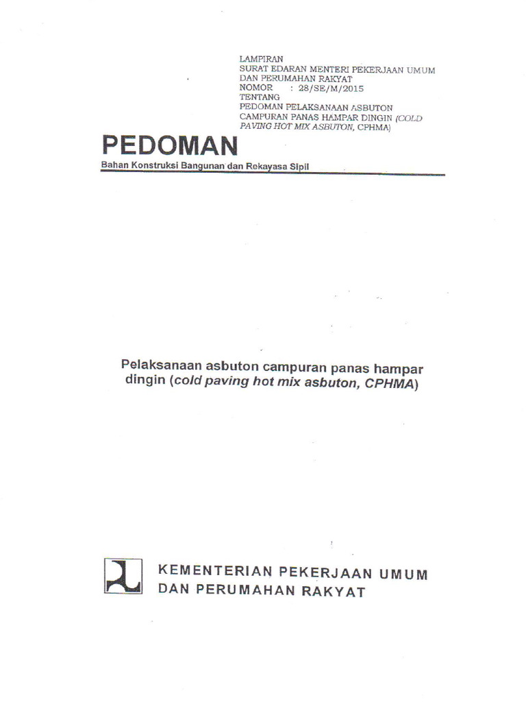Pedoman Pelaksanaan Cold Paving Hot Mix Asbuton - 2015 (Menteri ...