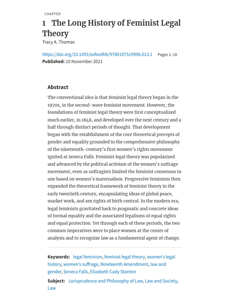 History of Feminist Legal Theory | PDF | Gender Studies | Feminism