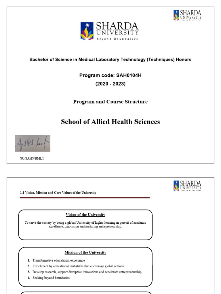 BMLT (Honors) Syllabus 20-23 | PDF