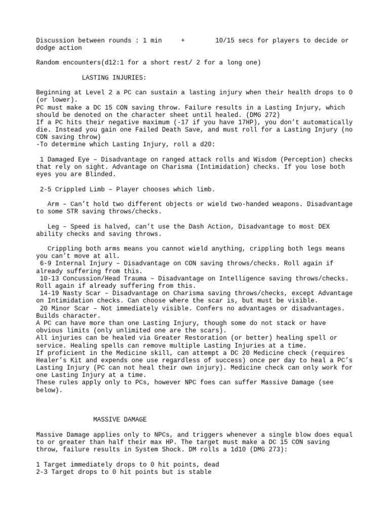 DND House Rules PDF Entertainment Role Playing