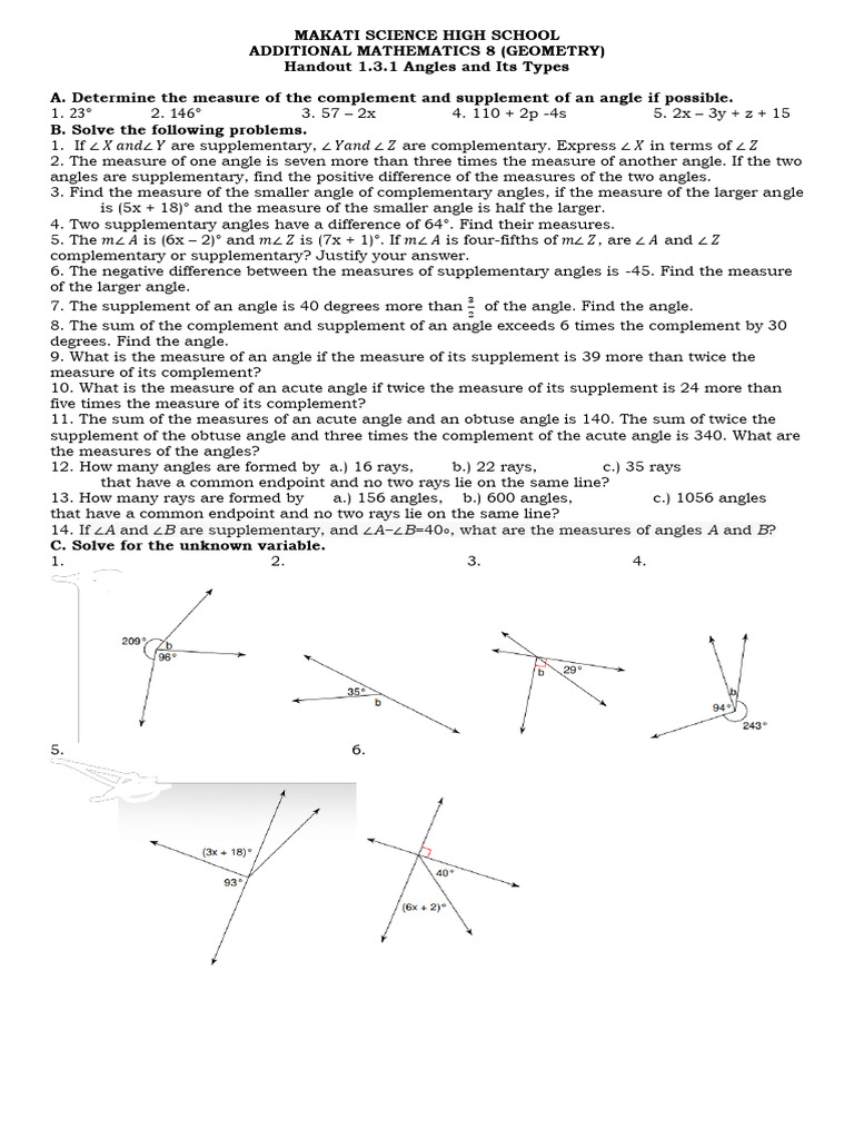Handout 1.3.1 Angles and Its Types 2 | PDF | Angle | Geometric Measurement