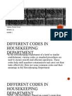 Different Codes in Housekeeping Department