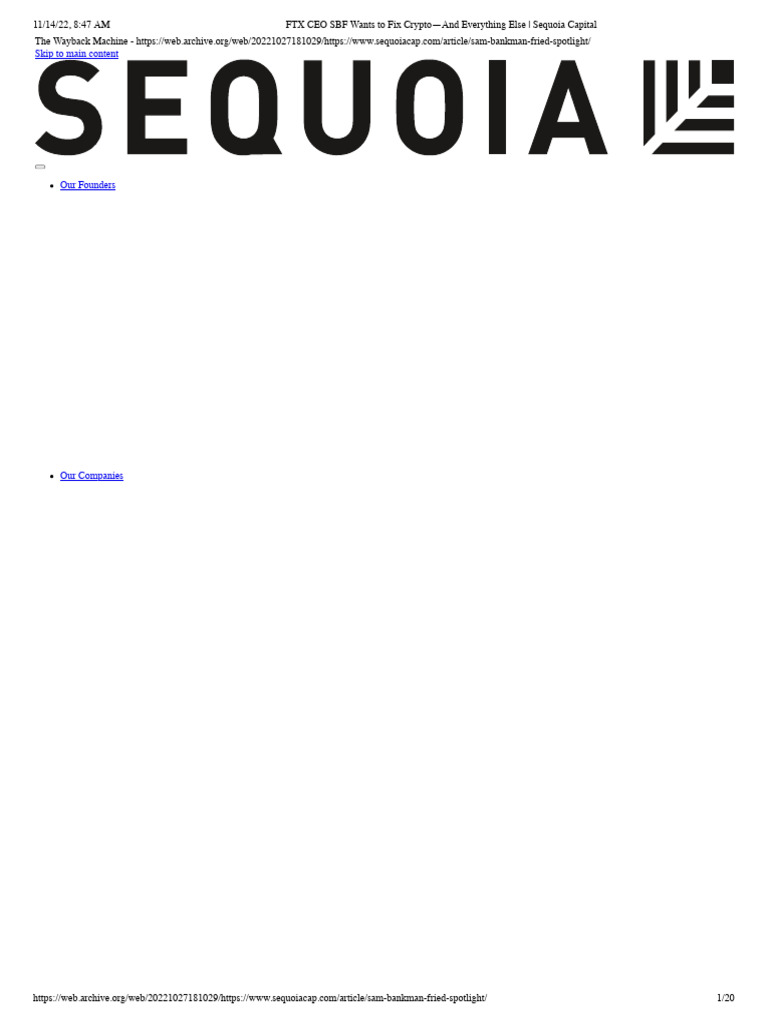 Sequoia SBF Profile | PDF | Cryptocurrency