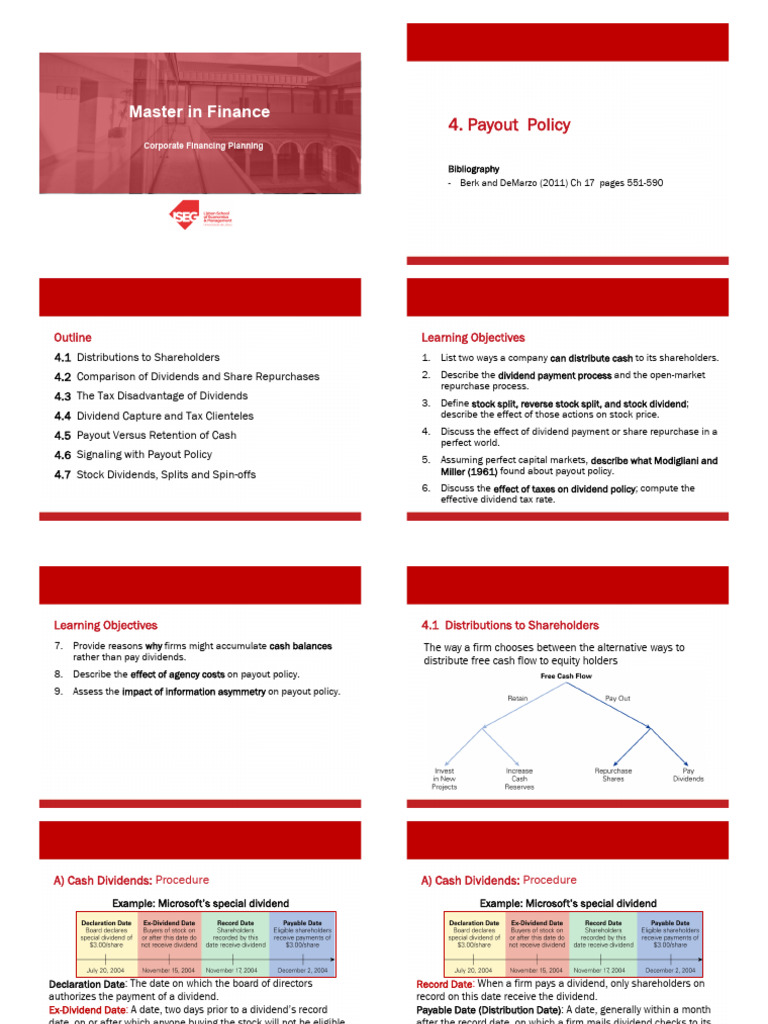 Corporate Financing and Planning Course4 | PDF | Dividend | Share ...