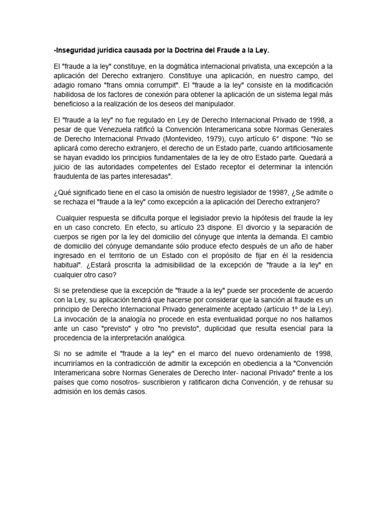 Inseguridad Jurídica y Fraude a la Ley | PDF | Estatuto | Ley internacional