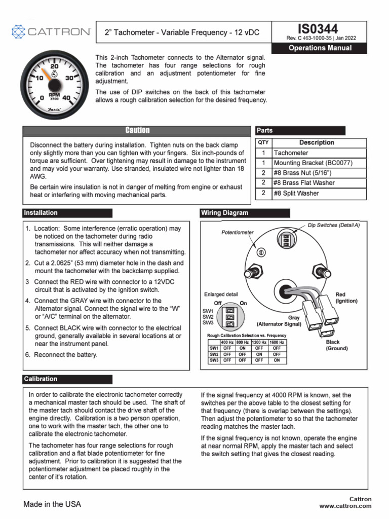Lofa Tachometer Calibration Operations Manual en PDF