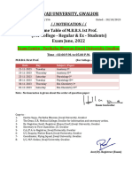 Time Table of M.B.B.S. Ist Prof. For College Regular Ex Students Exam June 2022