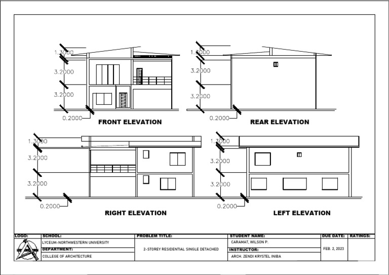 2-Storey Residential Elevation Plans | PDF