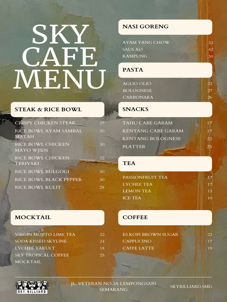 Menu Sky Billiard - Okt 2023 | PDF