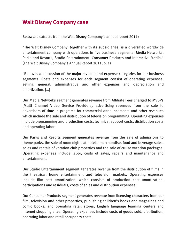 Walt Disney Case Study PDF