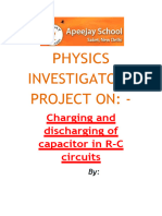 Physics Investigatory Project On Charging and Discharging of Capacitor in R C Circuits