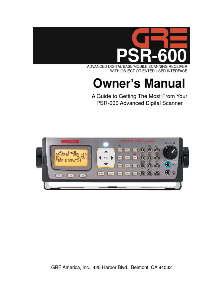 PSR600 Manual Download Free PDF Image Scanner Radio