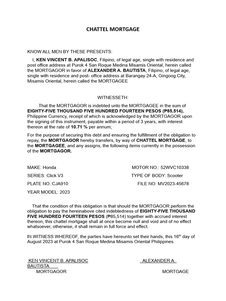 Chattel Mortgage PDF