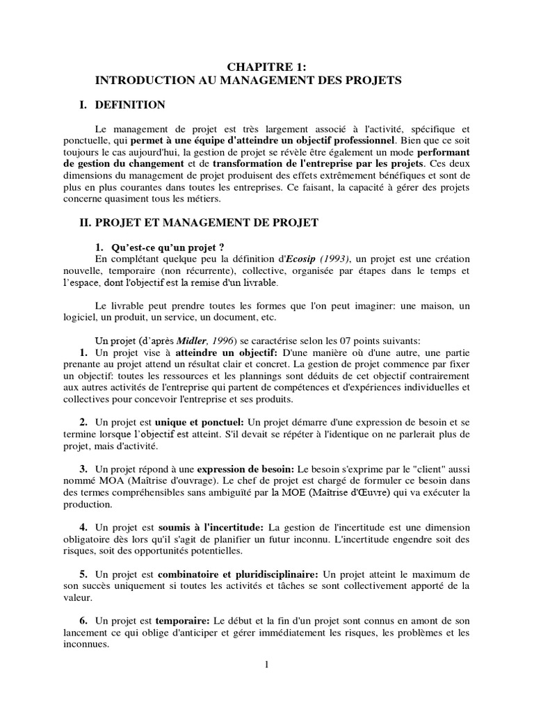 Introduction au management de projet | PDF | Gestion de projet ...