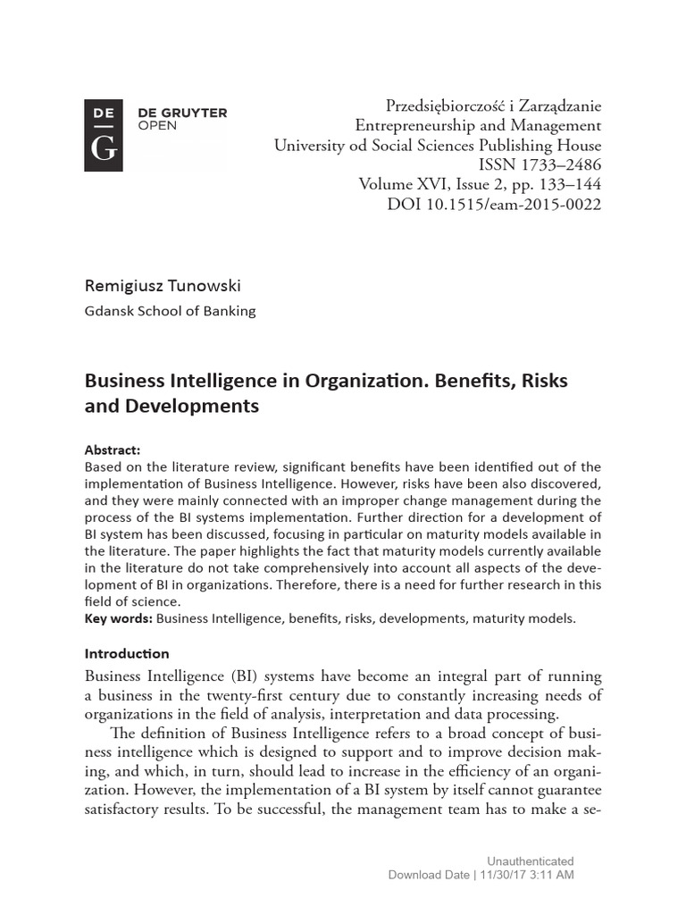 Business Intelligence Insights | PDF | Business Intelligence | Business ...