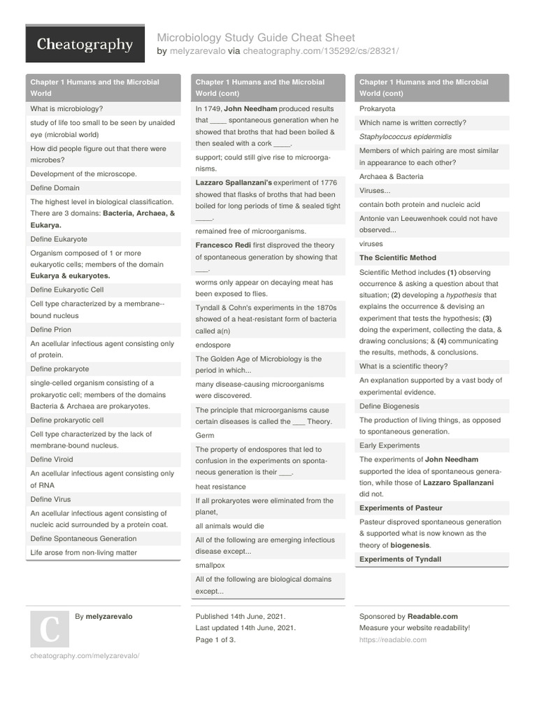 Melyzarevalo Microbiology Study Guide | PDF | Bacteria | Cell (Biology)