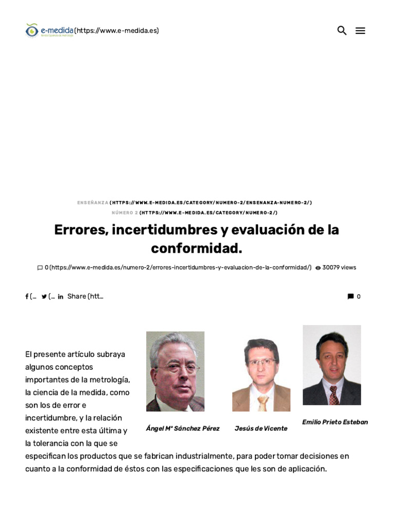Errores, incertidumbres y evaluación de la conformidad. – Revista e ...
