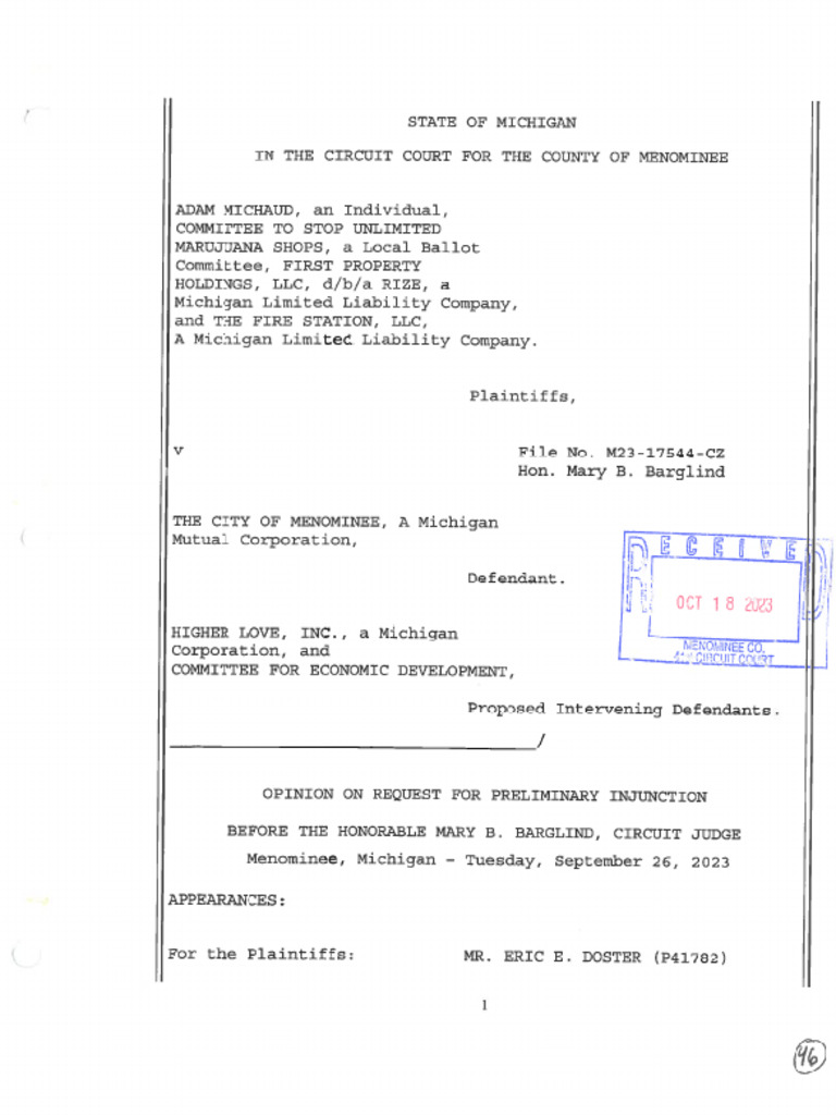 Menominee Temporaruy Injunction Order | PDF