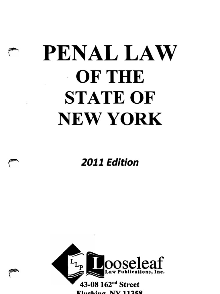 Penal Law of the State of New York Burglary Recklessness (Law)